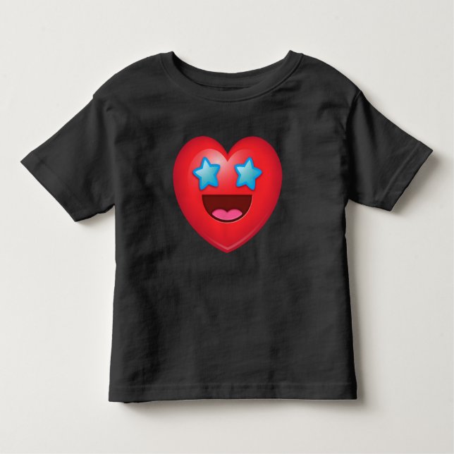 Camiseta Infantil Coração estrelado Emoji dos olhos (Frente)
