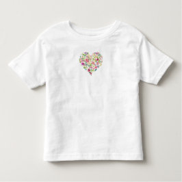 Camiseta Infantil Coração Floral Aquarela Rosa Amor Doce das Criança