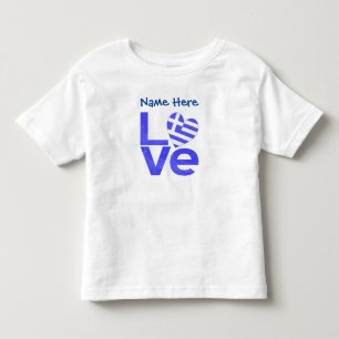Camiseta Infantil Coração PERSONALIZADO Bandeira Azul da Grécia
