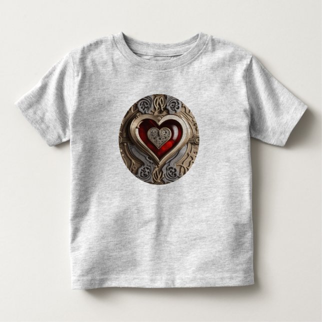 Camiseta Infantil Coração Steampunk - Amor Mecânico insípido (Frente)