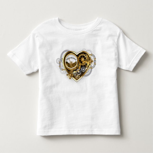 Camiseta Infantil Coração Steampunk com Manômetro (Frente)