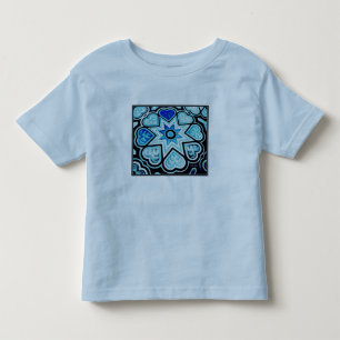 Camiseta Infantil Corações Azuis Elétricos e Estrelas Toddler
