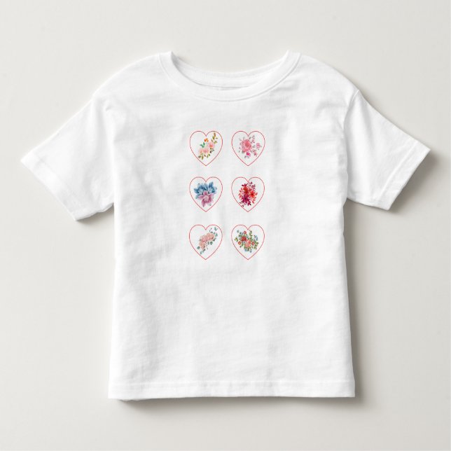 Camiseta Infantil Corações com flores (Frente)