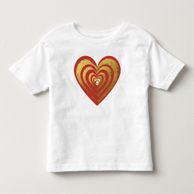 Camiseta Infantil Corações cromados arte metálica (Frente)
