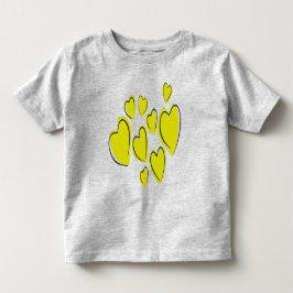 Camiseta Infantil Corações Fofos Desenhados à Mão Amarelo Ousado Doo