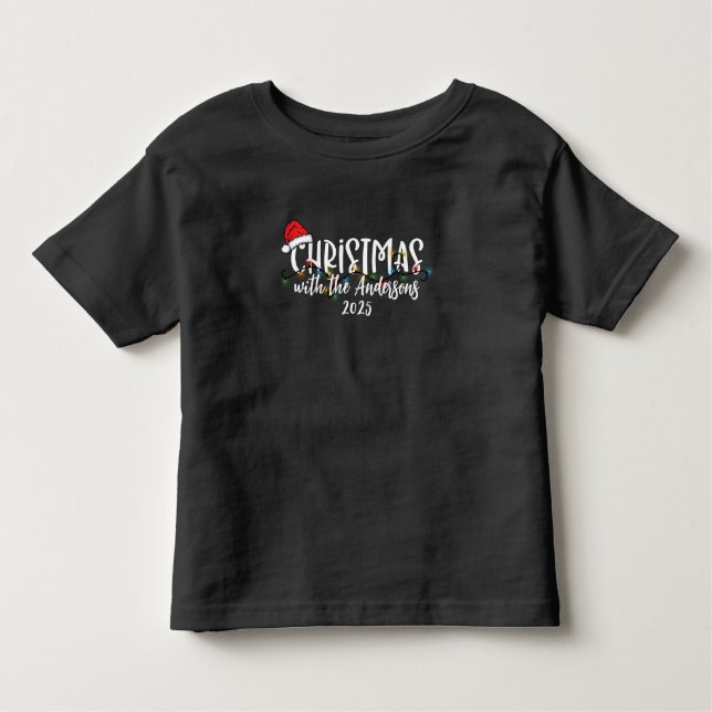 Camiseta Infantil Corda da Família Correspondente Luz Natal (Frente)