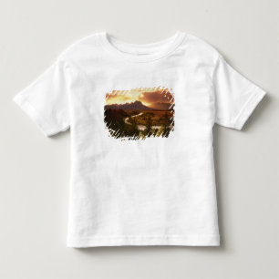 Camiseta Infantil Cordilheira Teton ao pôr do sol, a partir do rio S