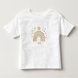 Camiseta Infantil Cores retrorais Arco-íris e Idade do Aniversário d