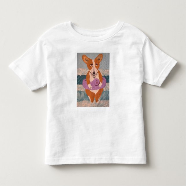 Camiseta Infantil Corgi at the Beach T-Shirt (Frente)