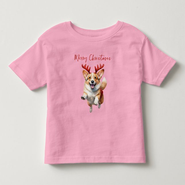 Camiseta Infantil Corgi de Natal com Rebeldes (Frente)