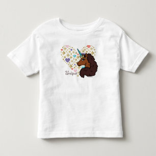 Camiseta Infantil Córnio Afro   Design de Coração Único