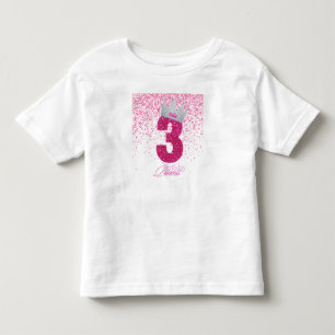 Camiseta Infantil Coroa de Princesa de Aniversário editável para 3º
