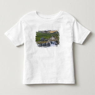 Camiseta Infantil Córrego em cascata, Parque Nacional Glacier,