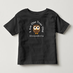 Camiseta Infantil Coruja Bonita Aniversário, eu tenho 1 ano