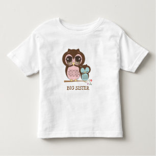 Camiseta Infantil Coruja bonito da irmã mais velha com o irmão