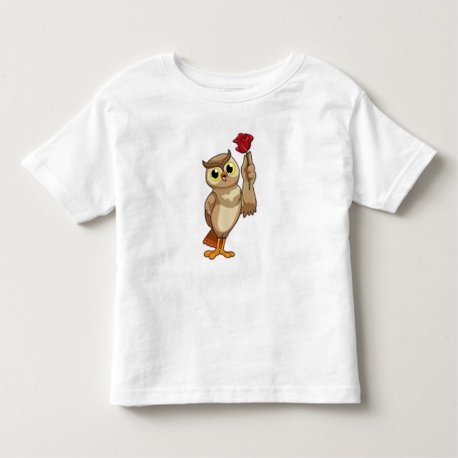 Camiseta Infantil Coruja com Rosa (Frente)