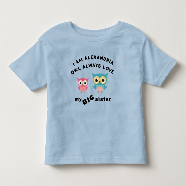 Camiseta Infantil Coruja Sempre Ama Minha Irmã Maior (Frente)