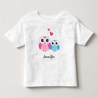 Camiseta Infantil Corujas de cartoon bonitas com nome personalizado