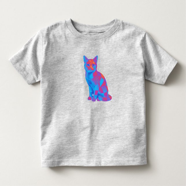 Camiseta Infantil Cosmic Quilt Feline – Trippy Geometric Cat Art (Frente)