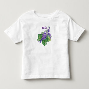 Camiseta Infantil Costura de Arte de Flor Violeta Selvagem com Cor d