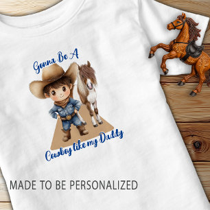 Camiseta Infantil Cowboy Como Meu Pai Pôneo Bonito