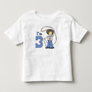 Camiseta Infantil Cowboy Roper aniversário de 3 anos