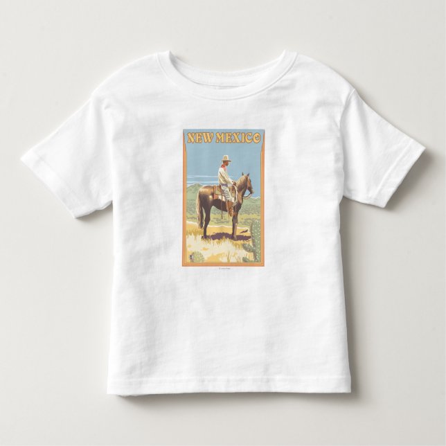Camiseta Infantil Cowboy (Vista lateral)Novo México (Frente)