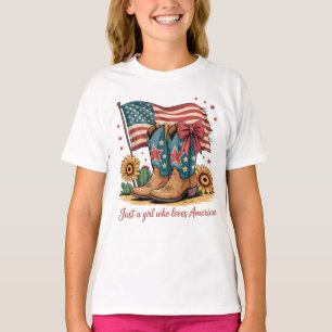 Camiseta Infantil Cowgirl Patriótica