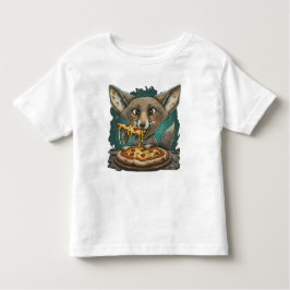 Camiseta Infantil Coyote engraçado comendo pizza