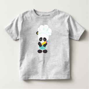 Camiseta Infantil Cozinhar Panda, Baking Panda, Apron, Rolling Pin