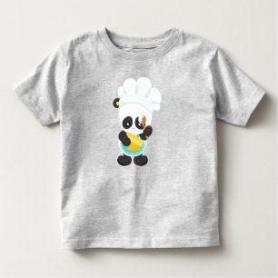 Camiseta Infantil Cozinhar Panda, Baking Panda, Apron, Whisking Bowl