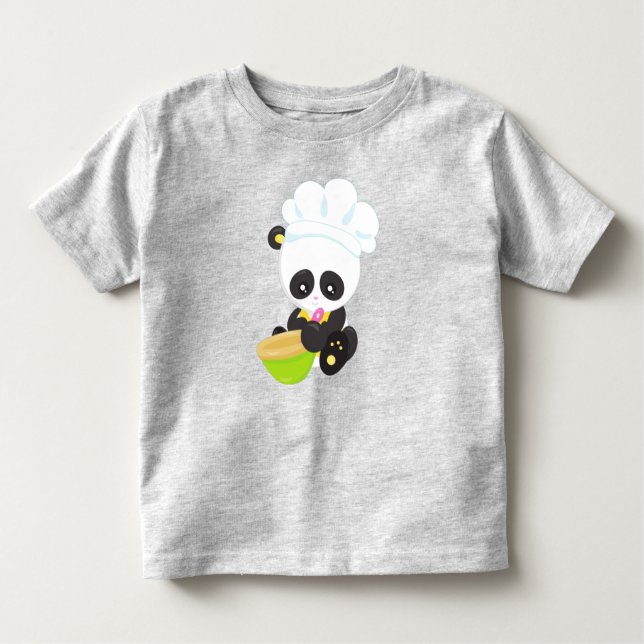 Camiseta Infantil Cozinhar Panda, Baking Panda, Cute Panda, Bowl (Frente)