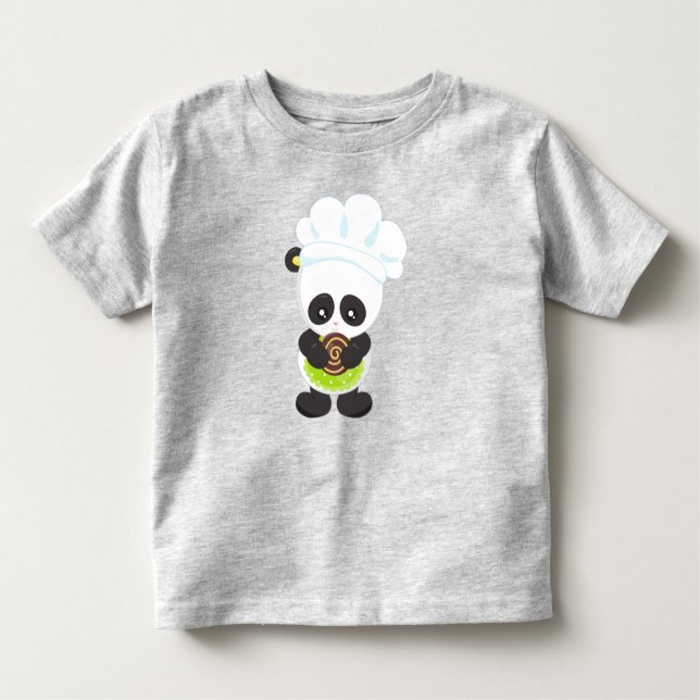 Camiseta Infantil Cozinhar Panda, Panda Baking, Panda Com Biscoito (Frente)
