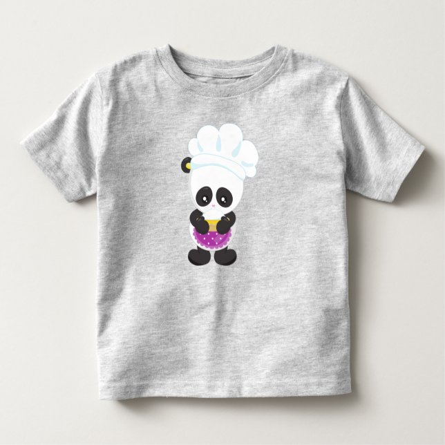 Camiseta Infantil Cozinhar Panda, Panda Baking, Panda Com Pizza, Apr (Frente)