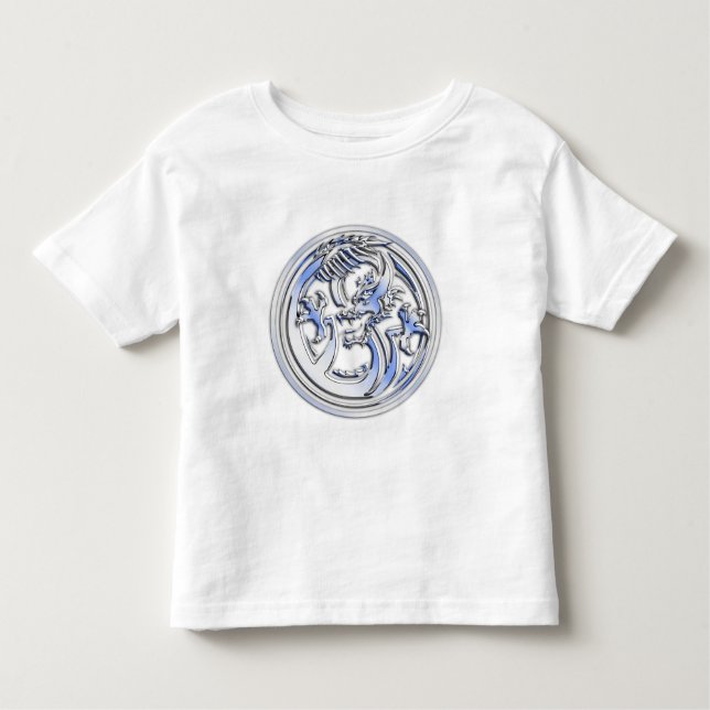 Camiseta Infantil Crachá do dragão do estilo do cromo no impressão (Frente)
