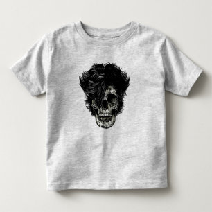 Camiseta Infantil Cráneo de Rockstar com Cabelo Selvagem