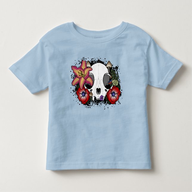 Camiseta Infantil Crânio de Doom e Bloom Cat (Frente)