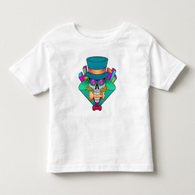 Camiseta Infantil Crânio no xadrez com torta de xadrez (Frente)