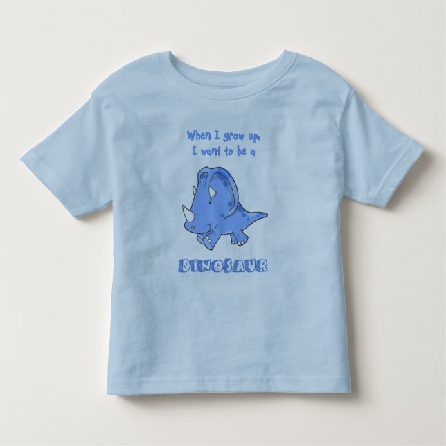 Camiseta Infantil cresça acima o azul do dinossauro (Frente)