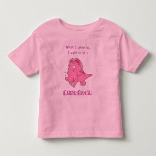 Camiseta Infantil cresça acima o rosa do dinossauro