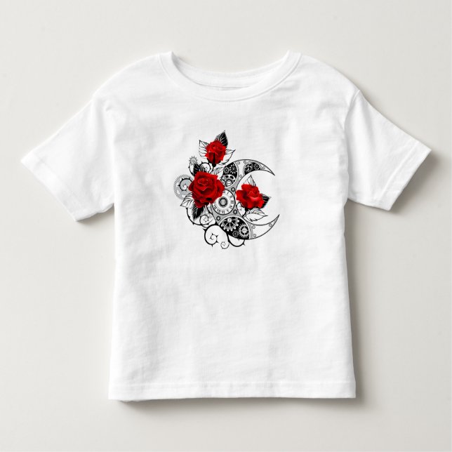 Camiseta Infantil Crescente Mecânico com Rosas vermelhas (Frente)