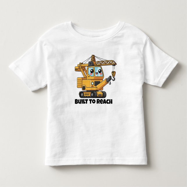 Camiseta Infantil Criado para chegar - Design de grua de construção (Frente)