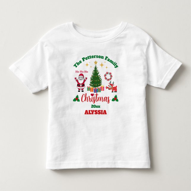 Camiseta Infantil Criador de Natal da Família Branca Personalizado,  (Frente)