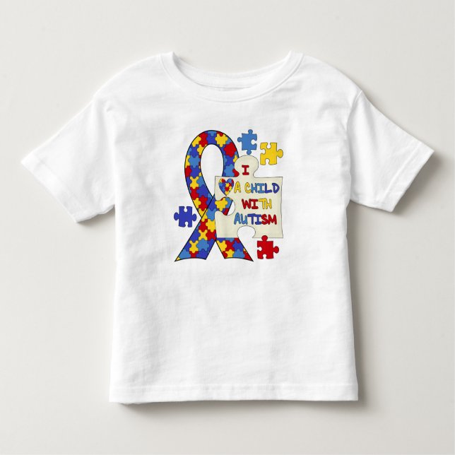 Camiseta Infantil Criança com a fita da consciência do autismo (Frente)