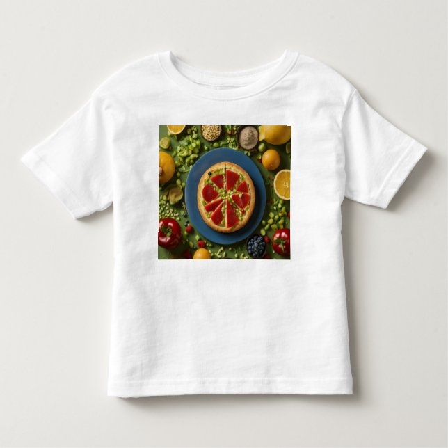 Camiseta Infantil criança com comida (Frente)