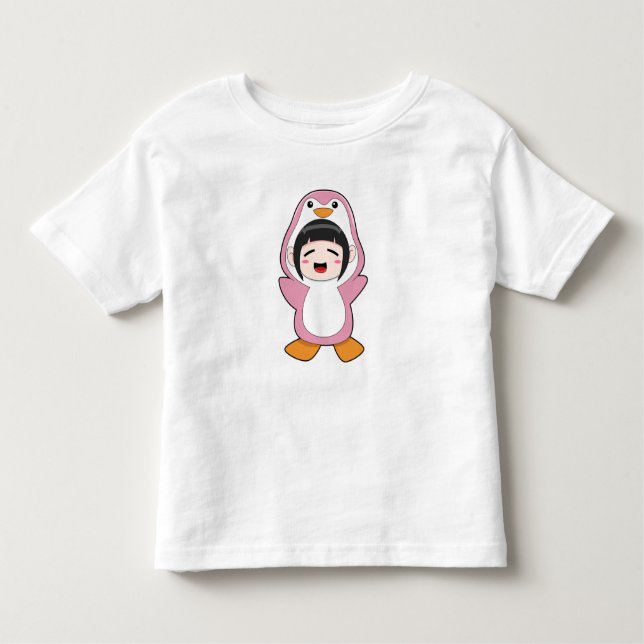 Camiseta Infantil Criança com roupa de pinguim (Frente)