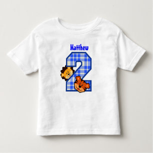 Camiseta Infantil Criança de 2 anos azul V4 do leão do tigre da