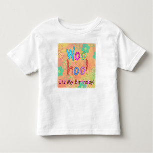 Camiseta Infantil Criança é Woohoo é o meu gráfico laranja de aniver
