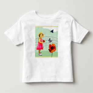 Camiseta Infantil Criança: Eu amo a música! borboletas das papoila