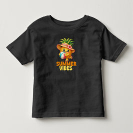 Camiseta Infantil Criança Fofo Abacaxi Vibrações de Verão